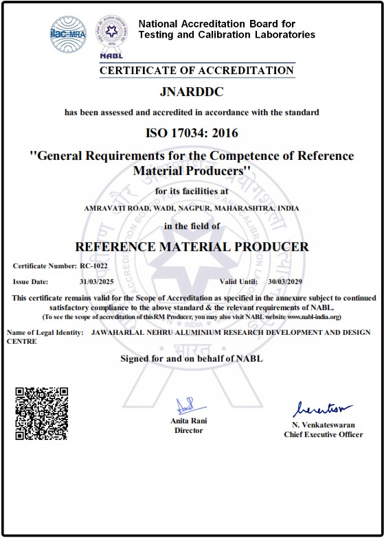JNARDDC NABL Certificate RC-1022